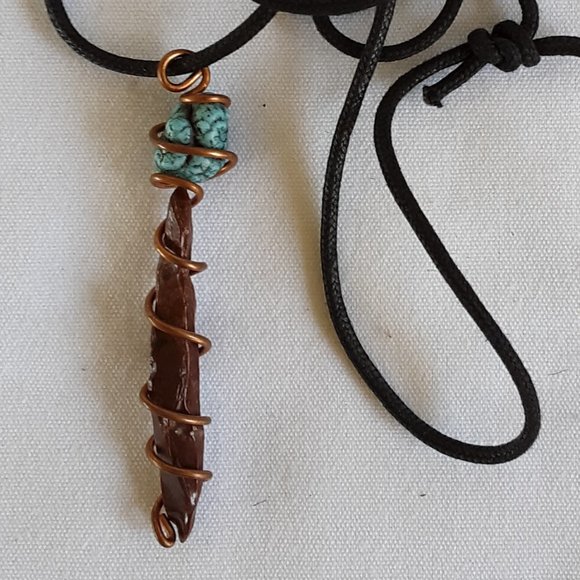 Mahogany Obsidian Needle Turquoise Copper Wire Wrap Adjustable Handcrafted Audi - Picture 2 of 12